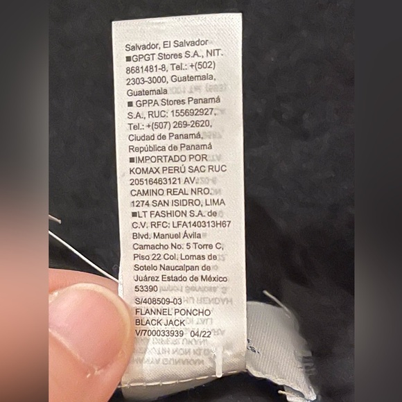 OLD NAVY BLACK FLANNEL PONCHO - Picture 2 of 4